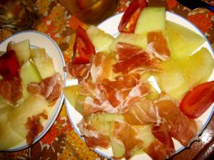 Nachtmahl. Honigmelone+ Parmaschinken