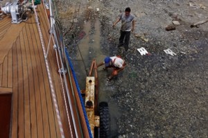 Die Mannschaft am Wasser